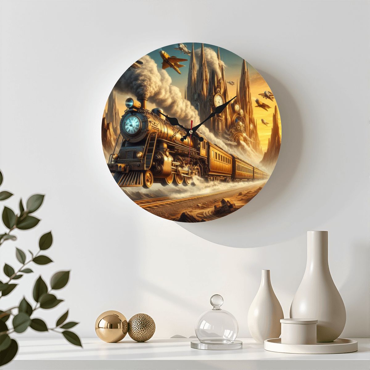 Wooden Round Wall Clock 9.8"x9.8" (Made in USA) - Gregg Acini Adoree Designs - Wall Clock