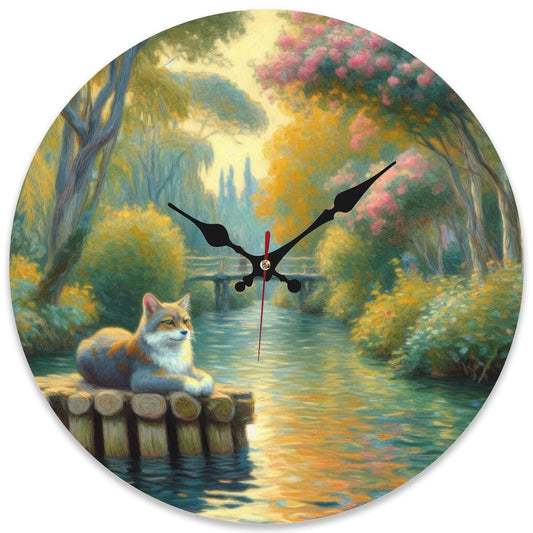 Wooden Round Wall Clock 9.8"x9.8" (Made in USA) - Gregg Acini Adoree Designs - Wall Clock
