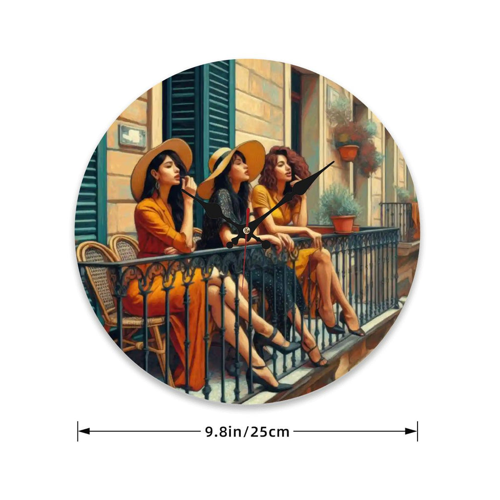 Wooden Round Wall Clock 9.8"x9.8" (Made in USA) - Gregg Acini Adoree Designs - Wall Clock