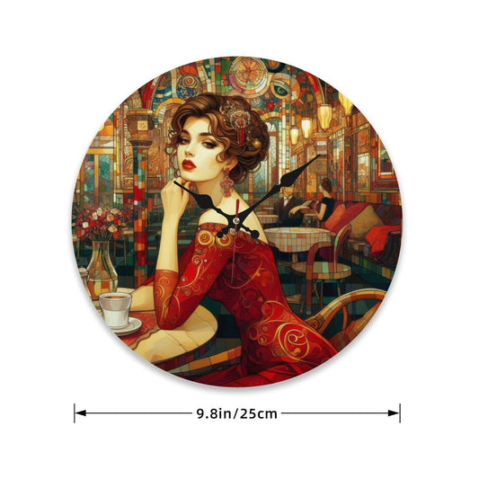 Wooden Round Wall Clock 9.8"x9.8" (Made in USA) - Gregg Acini Adoree Designs - Wall Clock