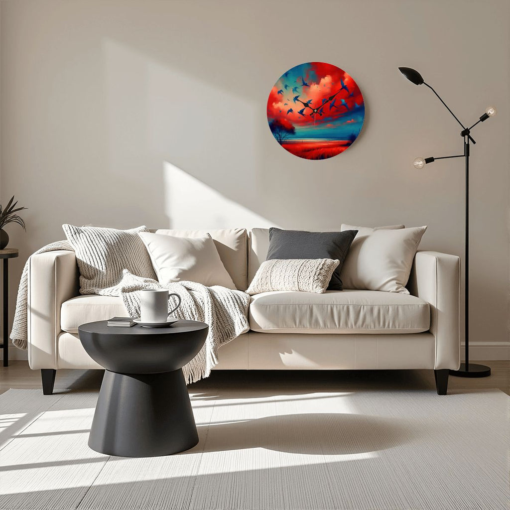 Wooden Round Wall Clock 9.8"x9.8" (Made in USA) - Gregg Acini Adoree Designs - Wall Clock