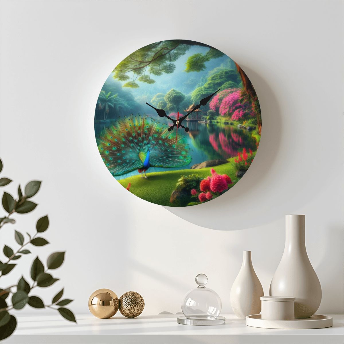 Wooden Round Wall Clock 9.8"x9.8" (Made in USA) - Gregg Acini Adoree Designs - Wall Clock