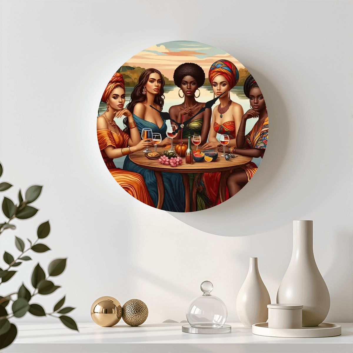 Wooden Round Wall Clock 9.8"x9.8" (Made in USA) - Gregg Acini Adoree Designs - Wall Clock