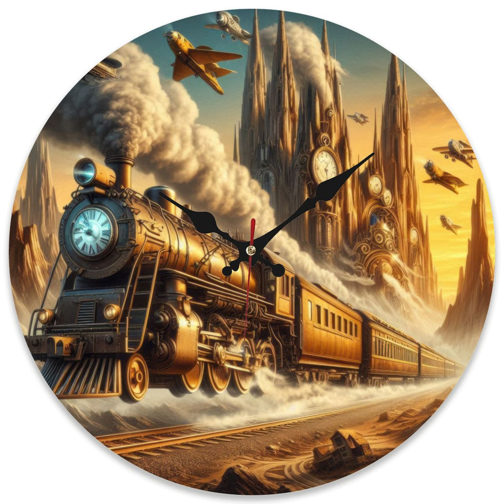 Wooden Round Wall Clock 9.8"x9.8" (Made in USA) - Gregg Acini Adoree Designs - Wall Clock