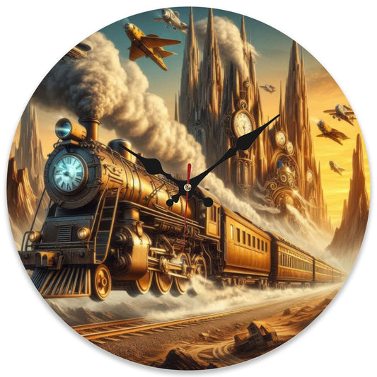 Wooden Round Wall Clock 9.8"x9.8" (Made in USA) - Gregg Acini Adoree Designs - Wall Clock