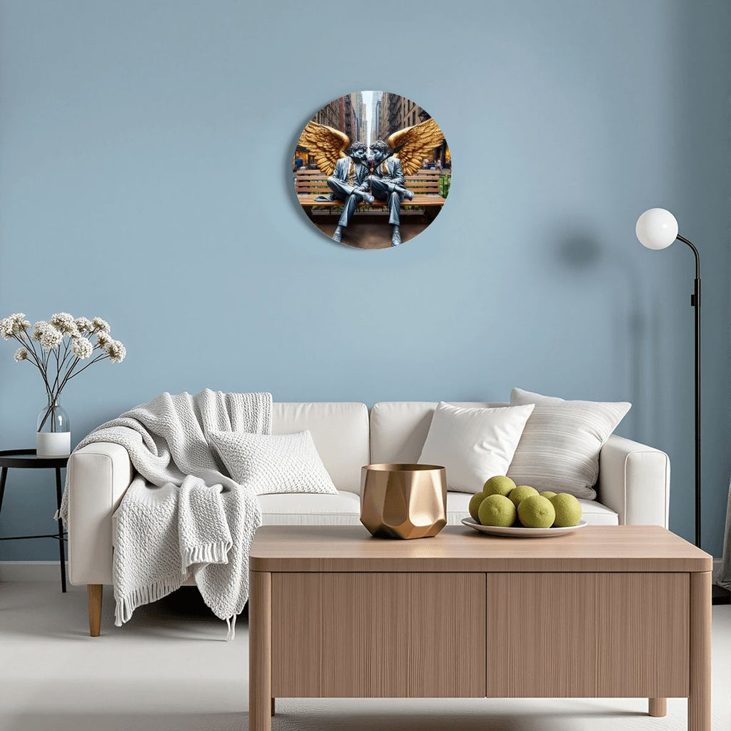 Wooden Round Wall Clock 9.8"x9.8" (Made in USA) - Gregg Acini Adoree Designs - Wall Clock