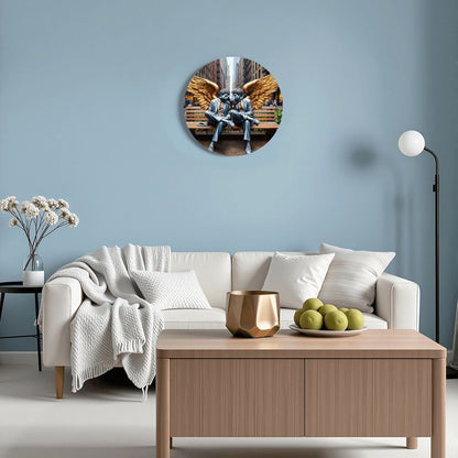Wooden Round Wall Clock 9.8"x9.8" (Made in USA) - Gregg Acini Adoree Designs - Wall Clock