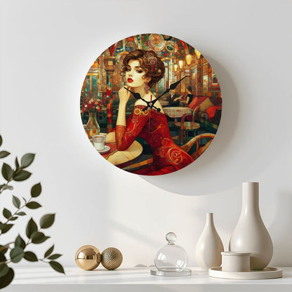 Wooden Round Wall Clock 9.8"x9.8" (Made in USA) - Gregg Acini Adoree Designs - Wall Clock