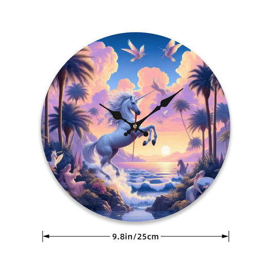 Wooden Round Wall Clock 9.8"x9.8" (Made in USA) - Gregg Acini Adoree Designs - Wall Clock