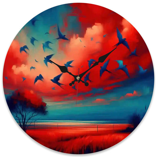 Wooden Round Wall Clock 9.8"x9.8" (Made in USA) - Gregg Acini Adoree Designs - Wall Clock