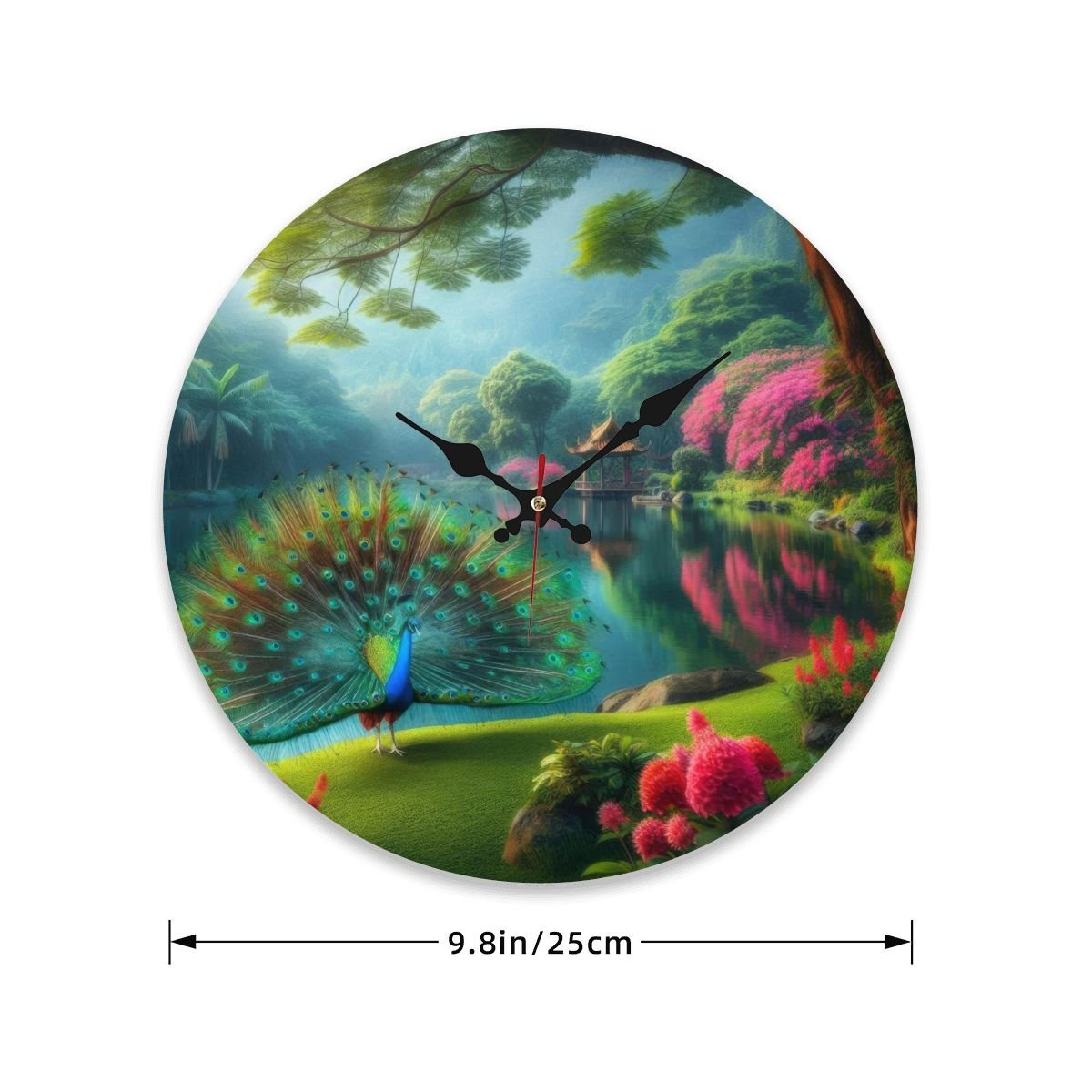 Wooden Round Wall Clock 9.8"x9.8" (Made in USA) - Gregg Acini Adoree Designs - Wall Clock