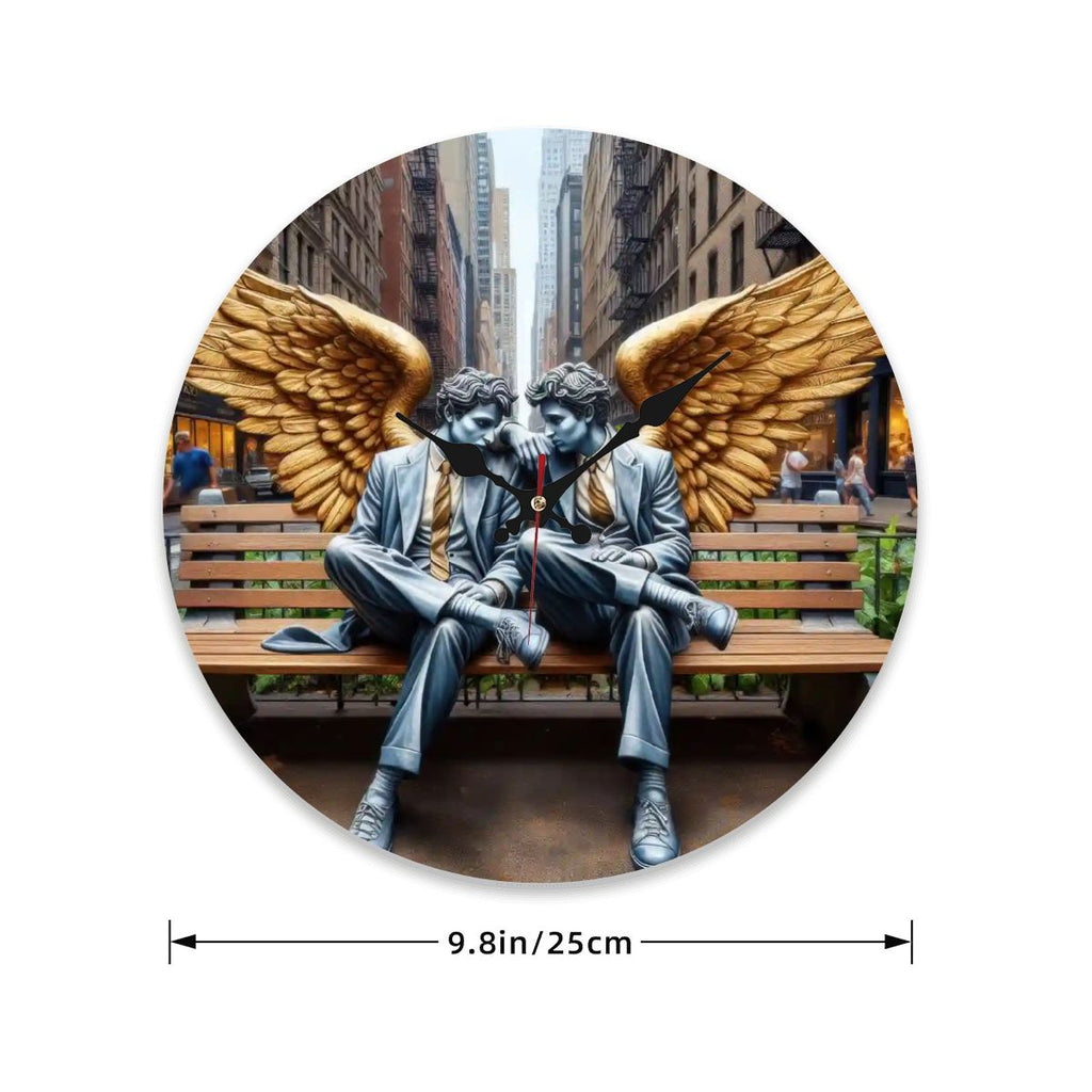 Wooden Round Wall Clock 9.8"x9.8" (Made in USA) - Gregg Acini Adoree Designs - Wall Clock