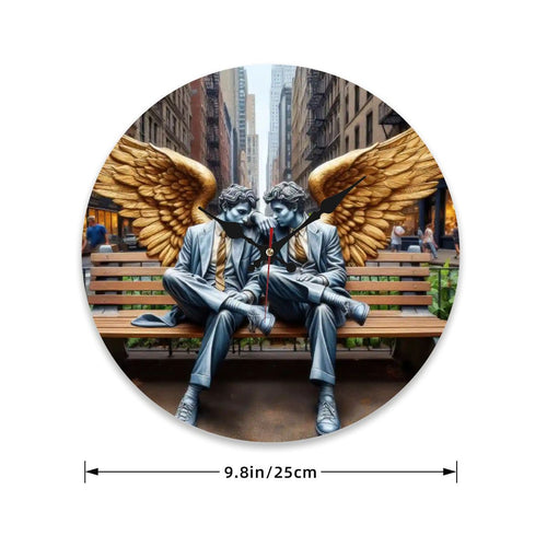 Wooden Round Wall Clock 9.8"x9.8" (Made in USA) - Gregg Acini Adoree Designs - Wall Clock