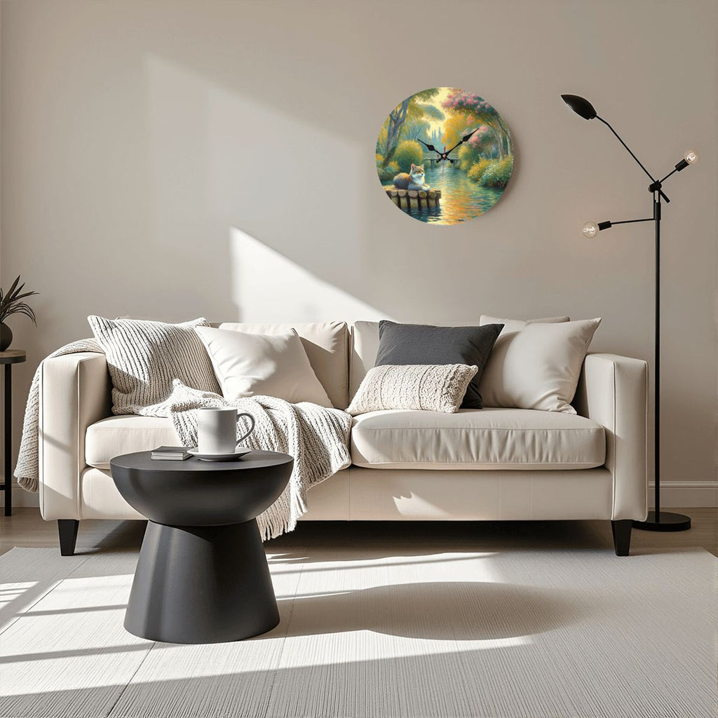 Wooden Round Wall Clock 9.8"x9.8" (Made in USA) - Gregg Acini Adoree Designs - Wall Clock