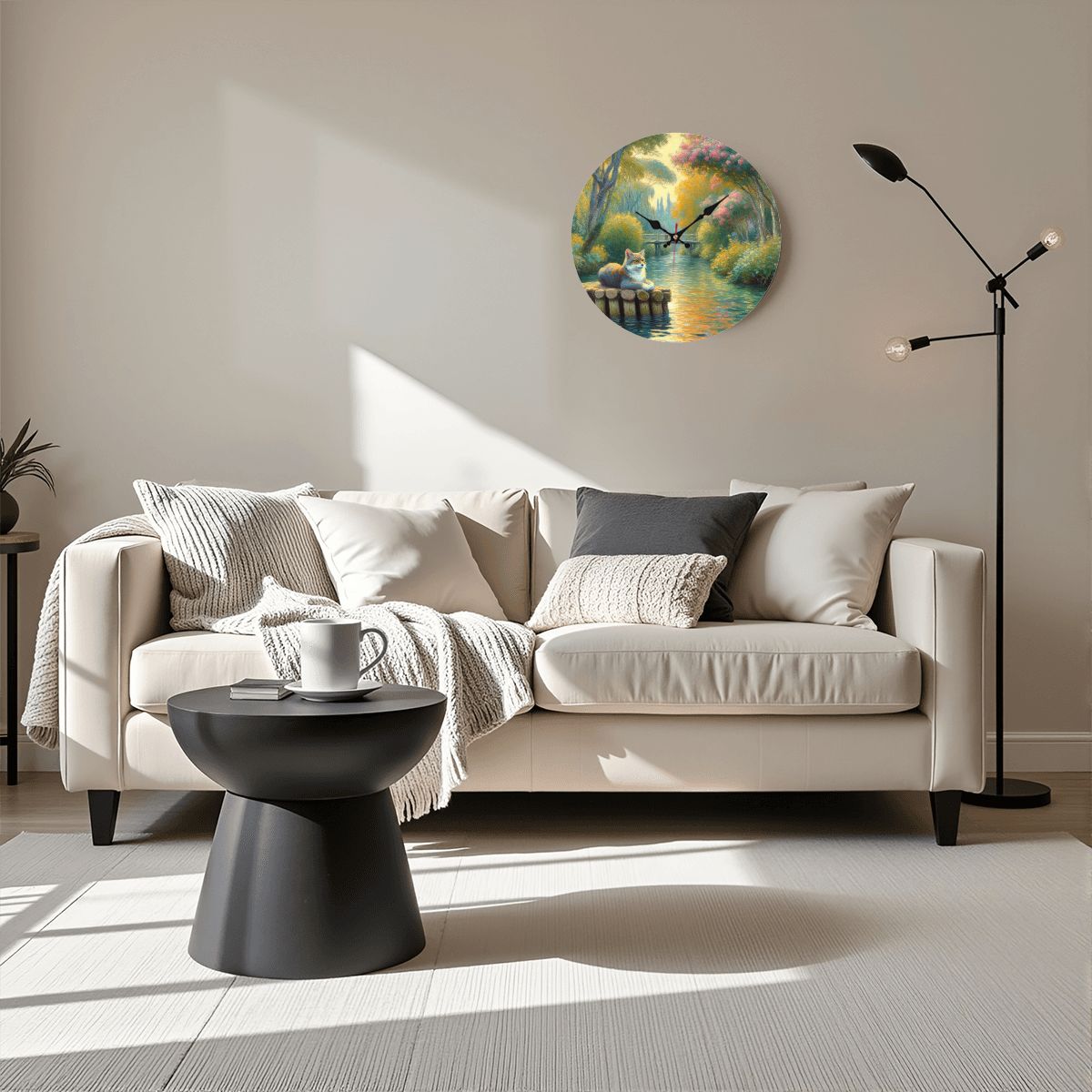 Wooden Round Wall Clock 9.8"x9.8" (Made in USA) - Gregg Acini Adoree Designs - Wall Clock