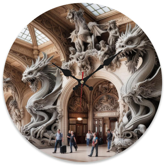 Wooden Round Wall Clock 9.8"x9.8" (Made in USA) - Gregg Acini Adoree Designs - Wall Clock