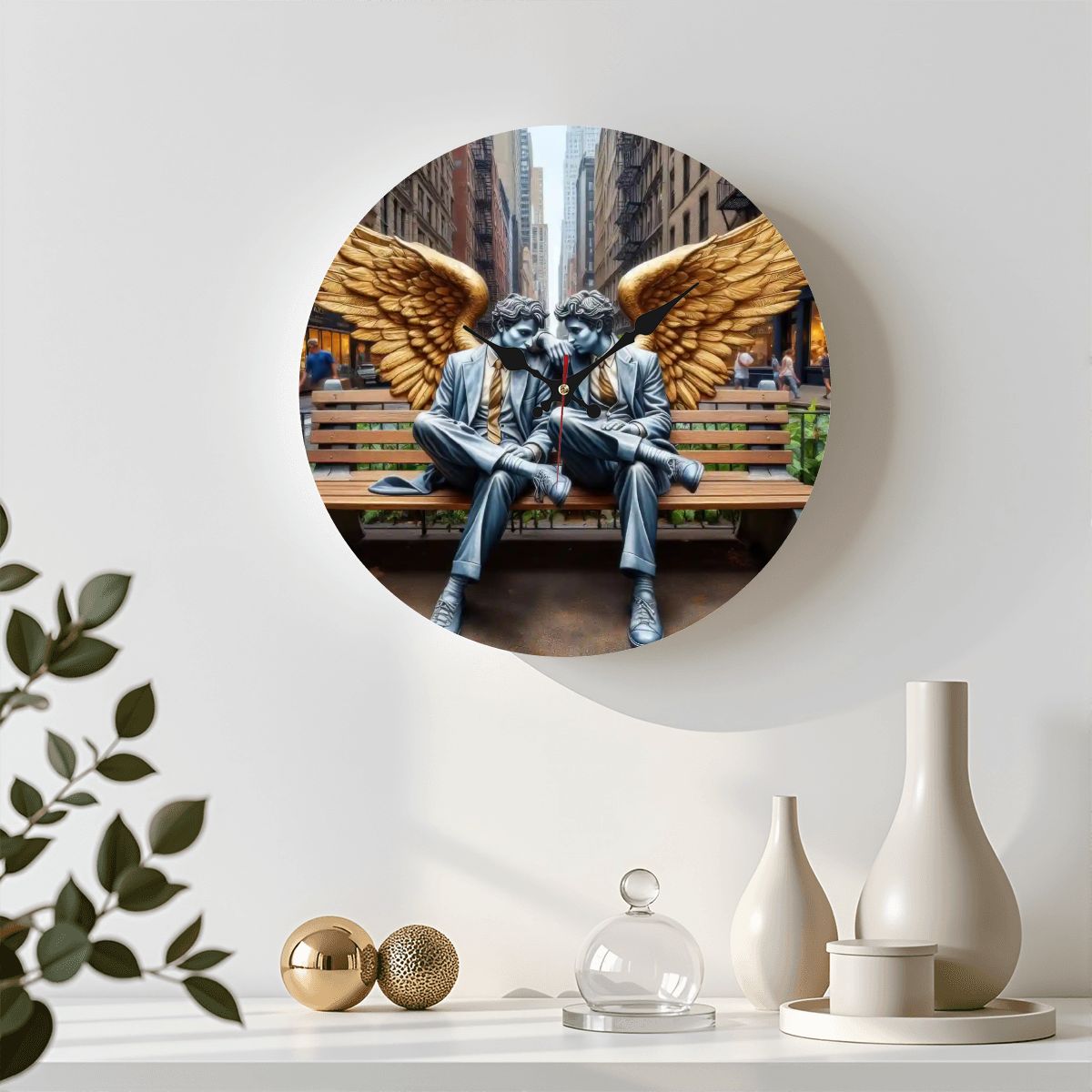 Wooden Round Wall Clock 9.8"x9.8" (Made in USA) - Gregg Acini Adoree Designs - Wall Clock