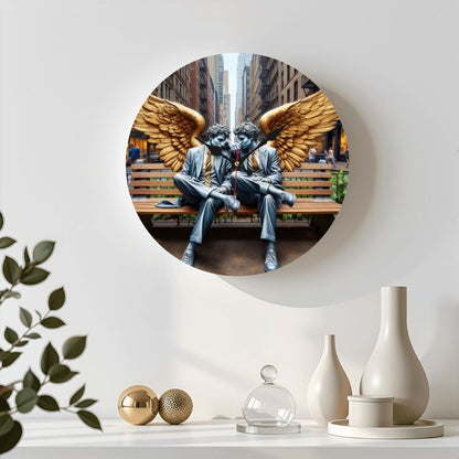 Wooden Round Wall Clock 9.8"x9.8" (Made in USA) - Gregg Acini Adoree Designs - Wall Clock